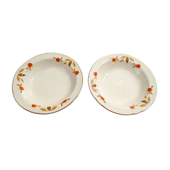 Hall Jewel Tea Autumn Leaf Mary Dunbar Dinner Plate Soup Bowl Berry Bowls Lot - Picture 3 of 9